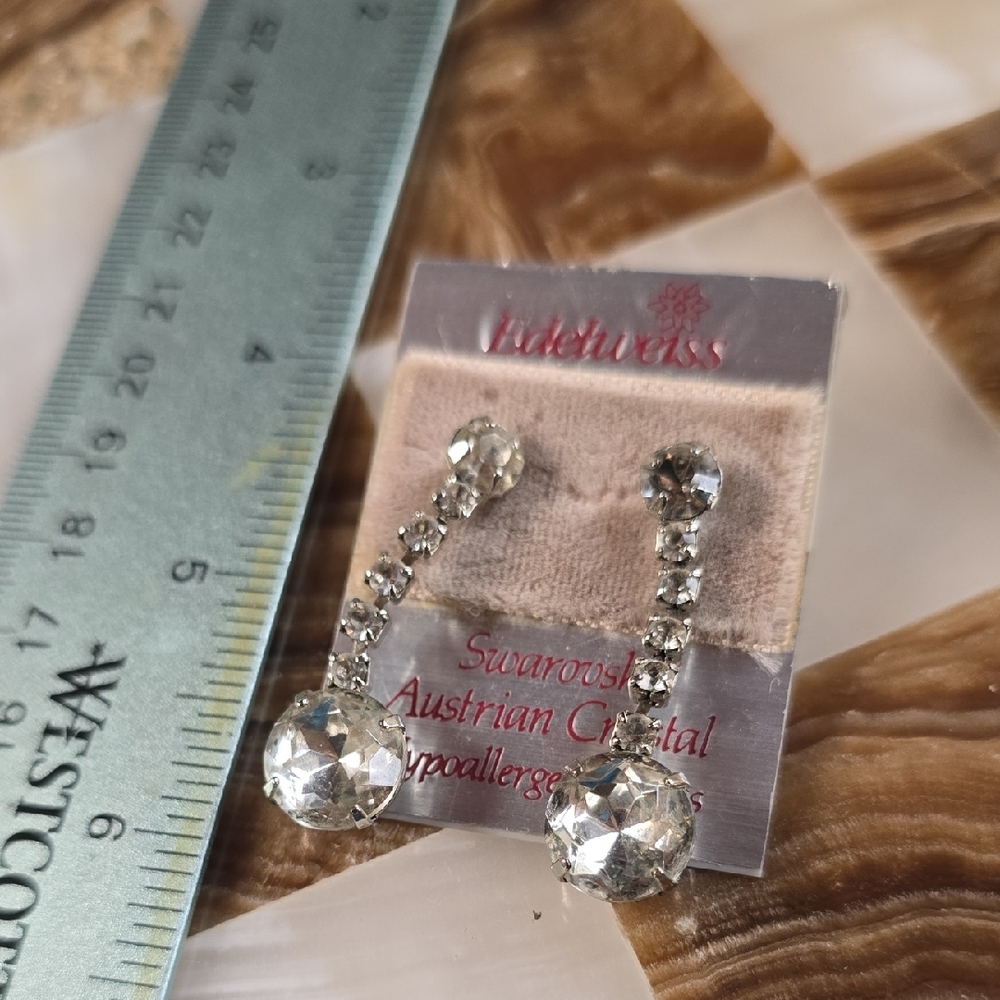 Edelweiss  Silver Crystal Drop Earrings